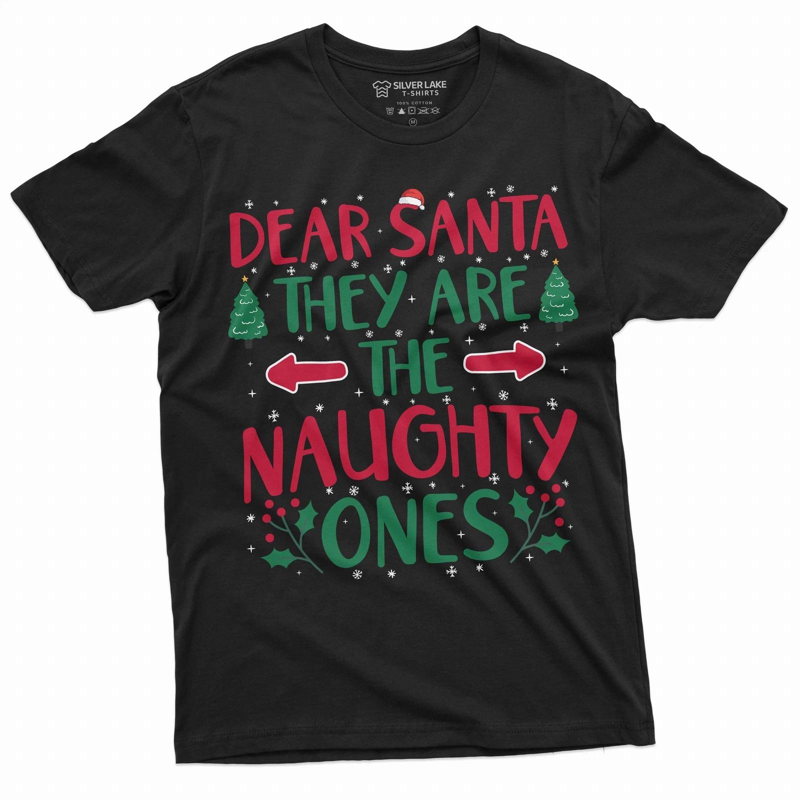 

Mens Funny Christmas Santa List T-shirt they are naughty ones funny humorous tee S