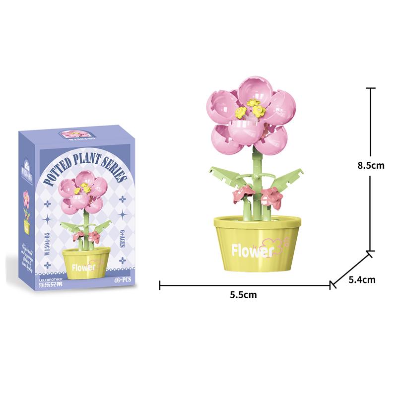 Creative Immortal Flowers Building Block Succulent Pot Ornament Kids Birthday Gift Casual Puzzle Toy