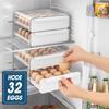 32 Eggs Holder for Refrigerator, Egg Storage Container Organizer Bins with Handles, Stackable Clear Plastic Egg Holder(2 Layer)