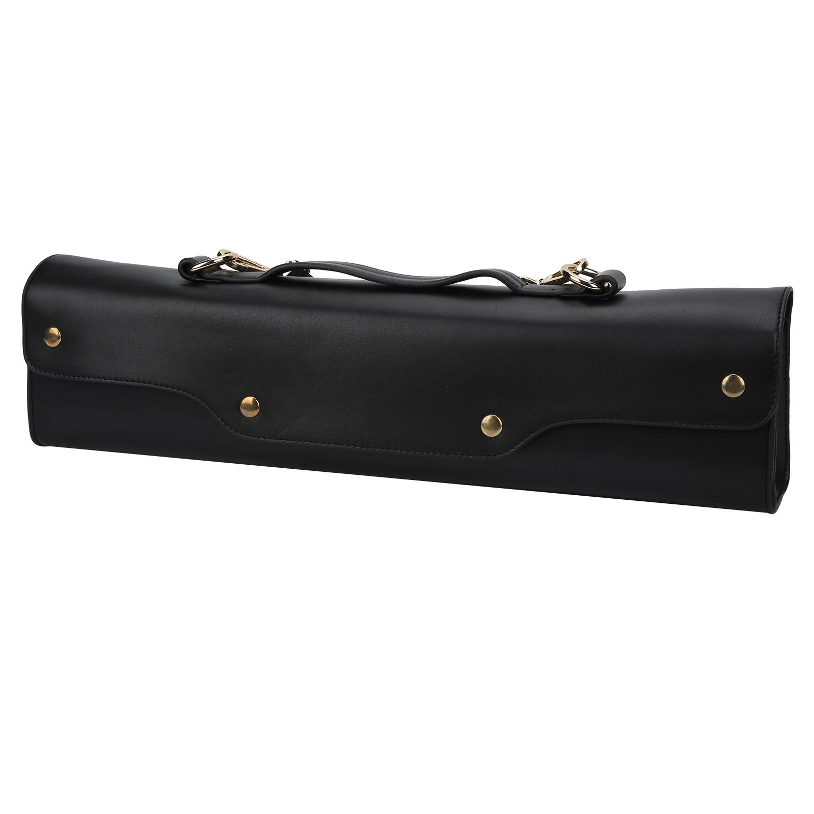 

Flute Carrying Bag Hand Synthetic Leather Wind Instrument Storage Case with Shoulder StrapBlack