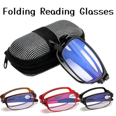 Fashion Blue Light Blocking Folding Reading Glasses with Box Ultralight TR Frame Foldable Eyeglasses Men Women Retro Presbyopia Eyewear