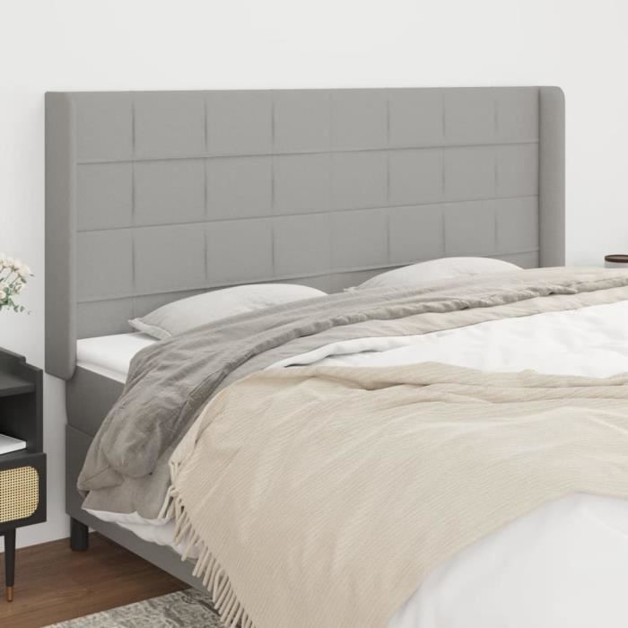 VidaXL Headboard with Ears Light Grey 163x16x118-128 Cm Fabric3119586