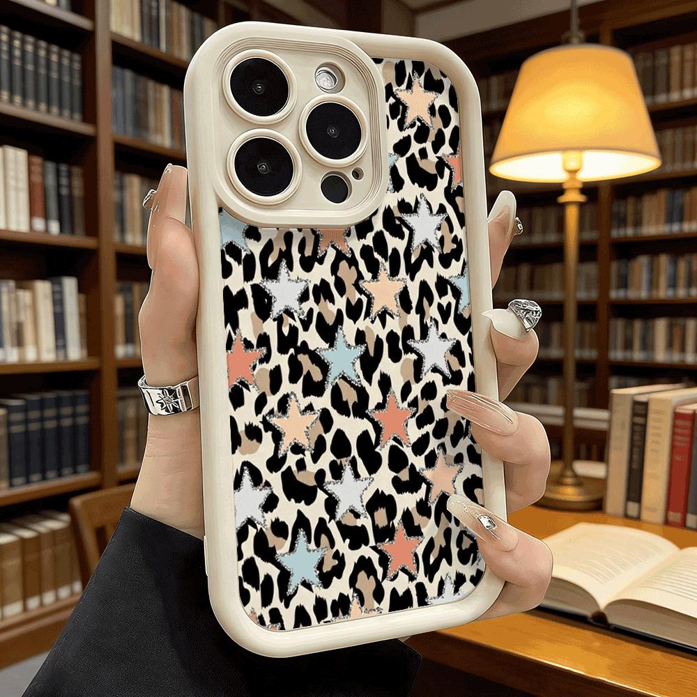 Leopard Print Star Pattern Shockproof Soft Phone Case For Xiaomi Redmi Note 15 14 13 12 11 10 9 8 Pro Anti-Slip Anti-Fall Cover