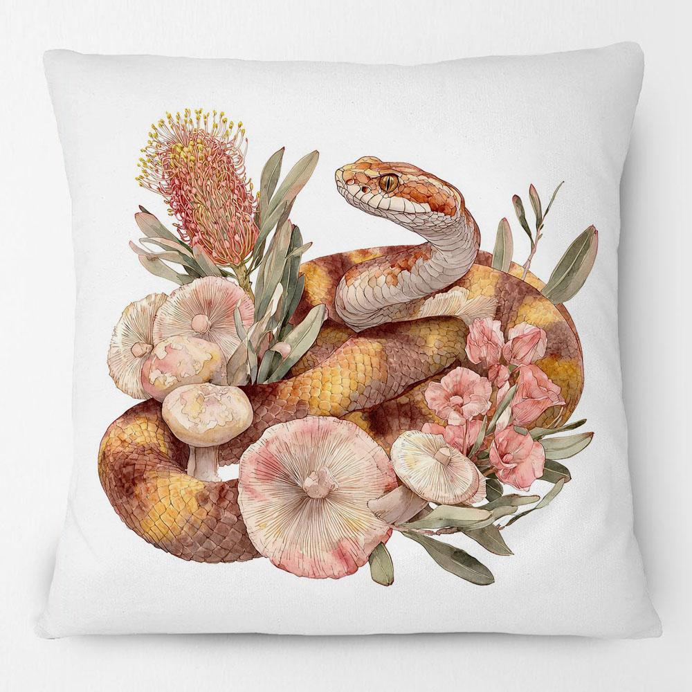 Australian Copperhead Snake Bottlebrush Flowers Animals Painting Cushion Covers Mushroom Art Pillow Case