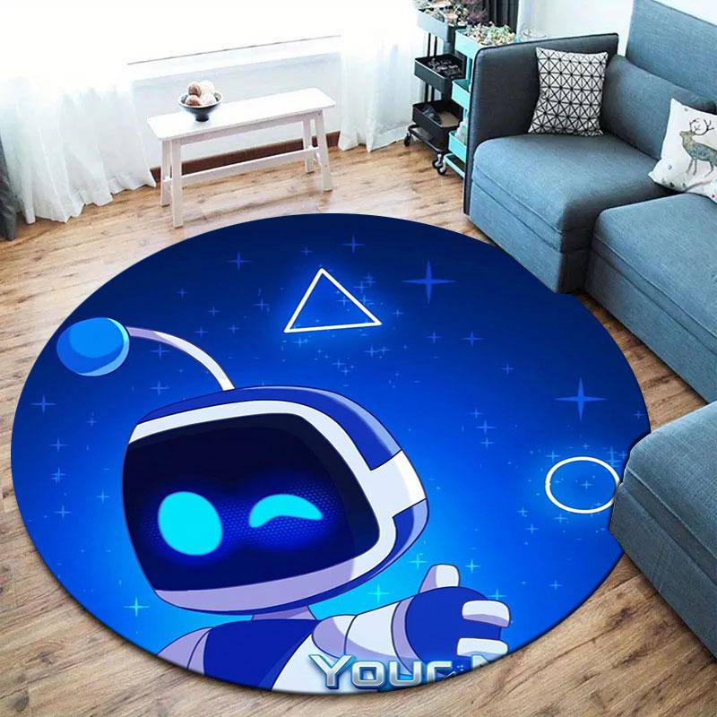 ASTRO BOT Custom Name Round Area Rug,Carpet Rug for Living Room Bedroom Sofa Playroom Decor,Non-slip Floor Mat