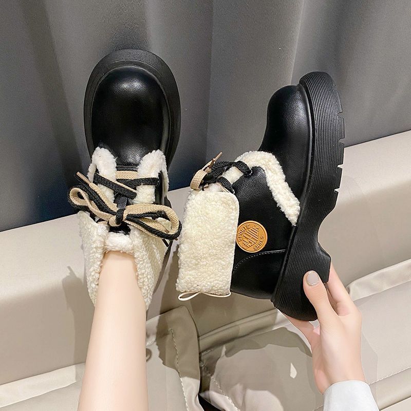 Fleece Martin Boots for Women To Keep Warm In Autumn and Winter 2025 New Thick-soled Small Height-increasing Short Boots Short Snow Cotton Shoes