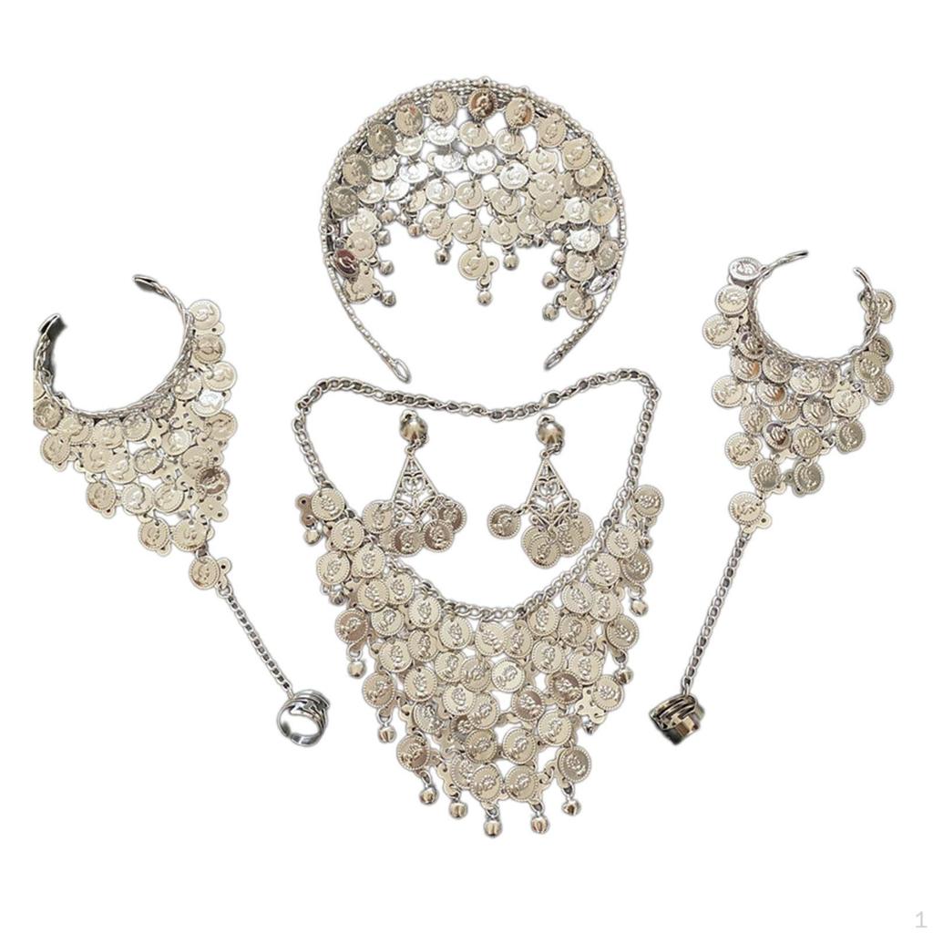 4 Pieces Wedding Jewelry Set Belly Dance for Valentine's Day Party Women