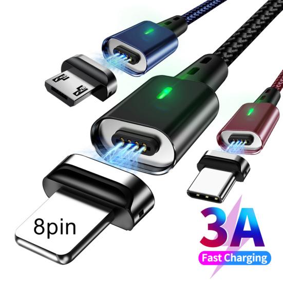 

3A Магнитный кабель Micro USB Type C для быстрой зарядки для iPhone Android Phone