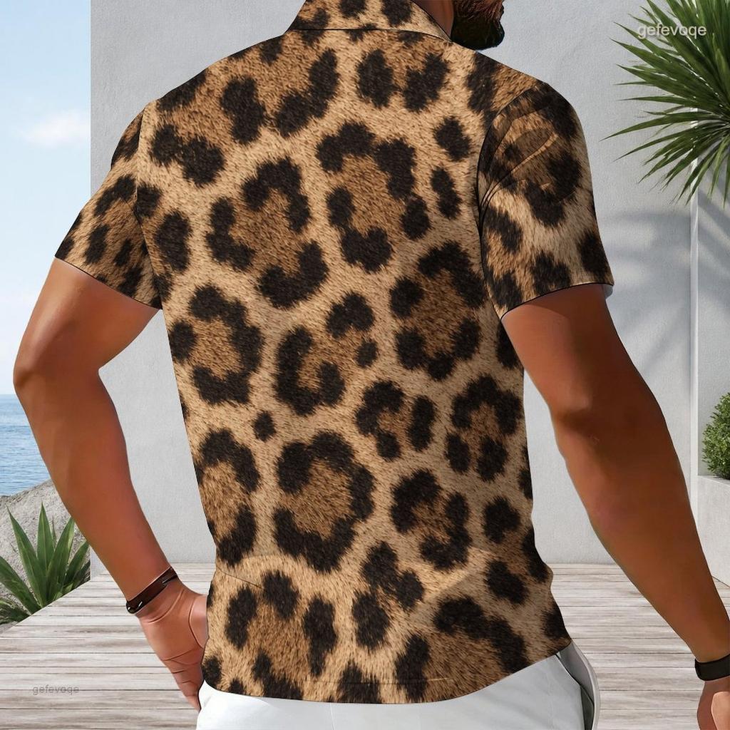 Men Plus Size Short Sleeve Quarter Zip Collared Blue Camouflage Printed Polo Shirt