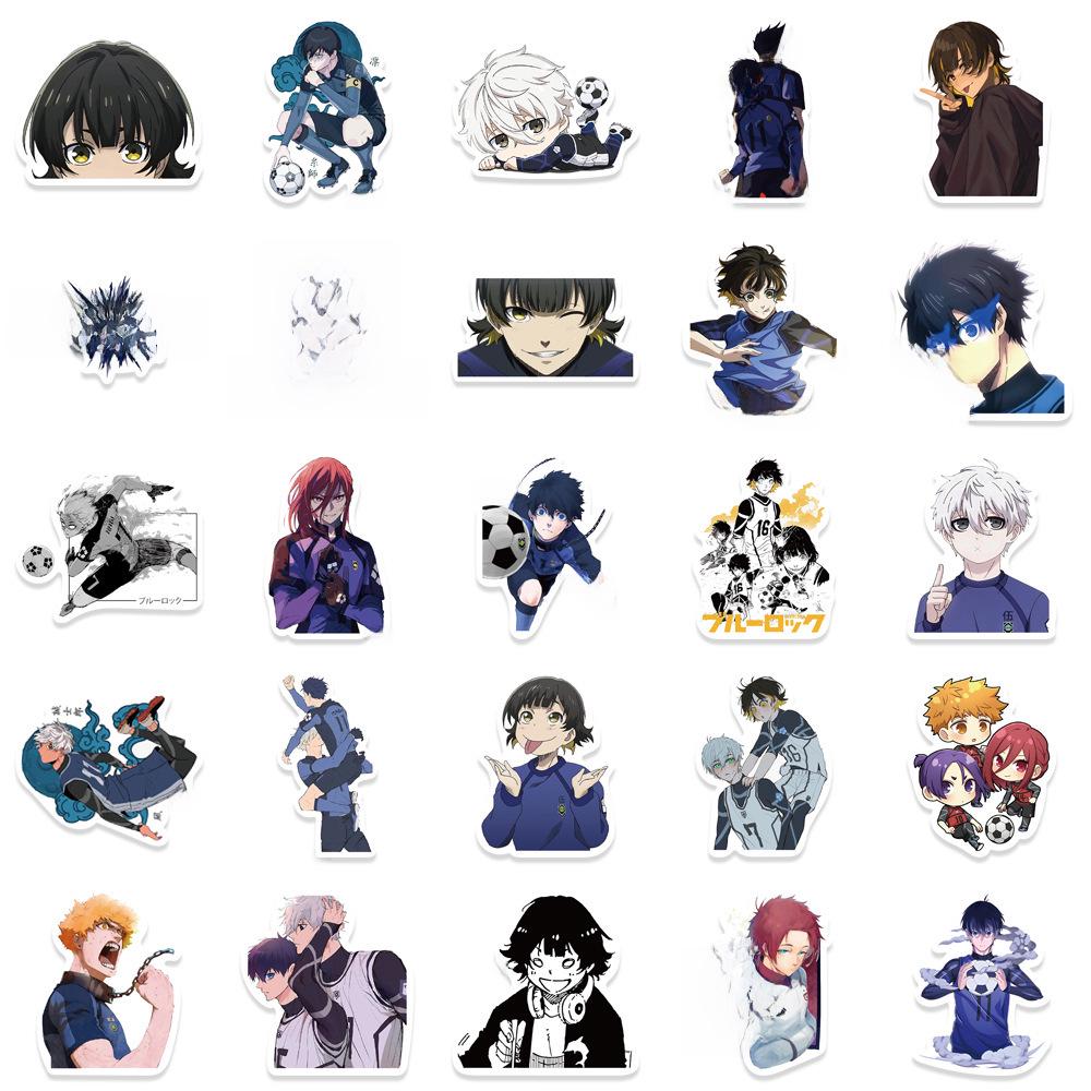50 Hot-Blooded Blue Prison Football Anime Stickers for DIY: Perfect for Luggage, Water Bottles, Skateboards, and Phone Cases