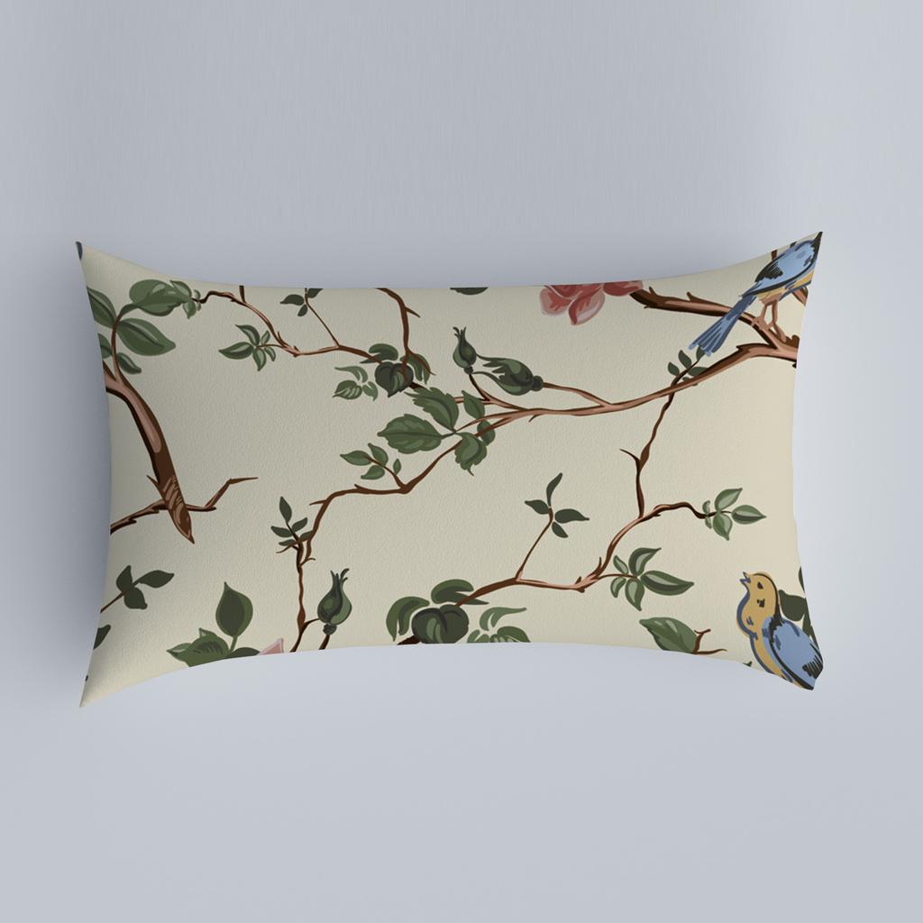 Bedroom Living Room Sofa Home Pillowcase Car Back Pillowcase Chinese Pillowcase Flower and Bird Pattern Cushion Cover