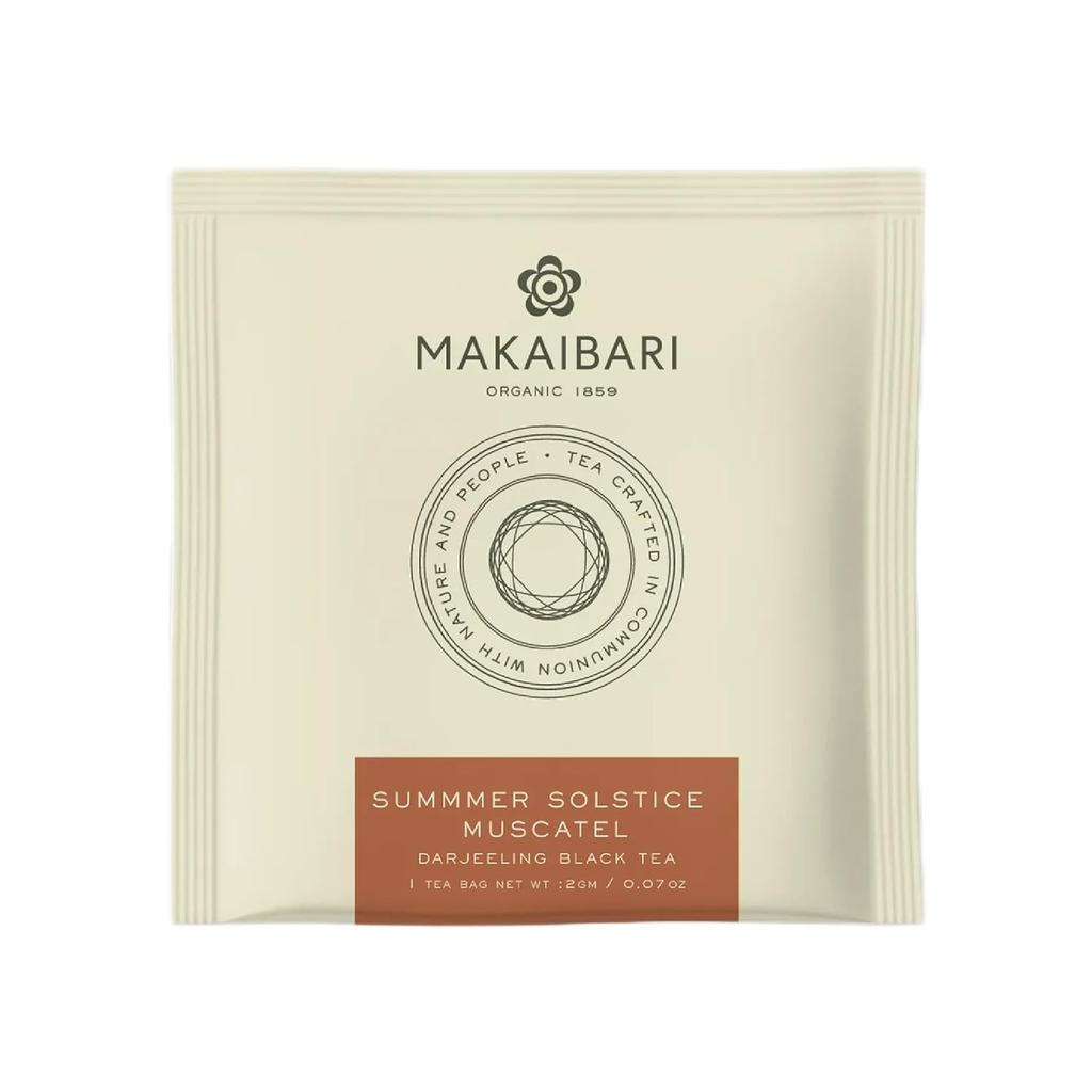Makaibari Sommer-Sonnenwende Muskateller Zweiter Pflückung Ganzblatt Schwarzer Tee Beutel Bio Darjeeling Tee 25 Beutel 50 g