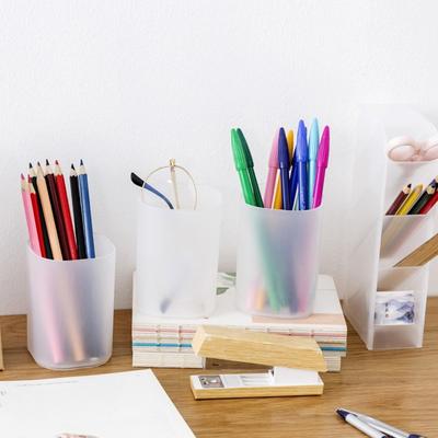 Multifunctional Transparent Desktop Cosmetic Box Pen Display Cup Makeup Brush Holder for Students Teacher