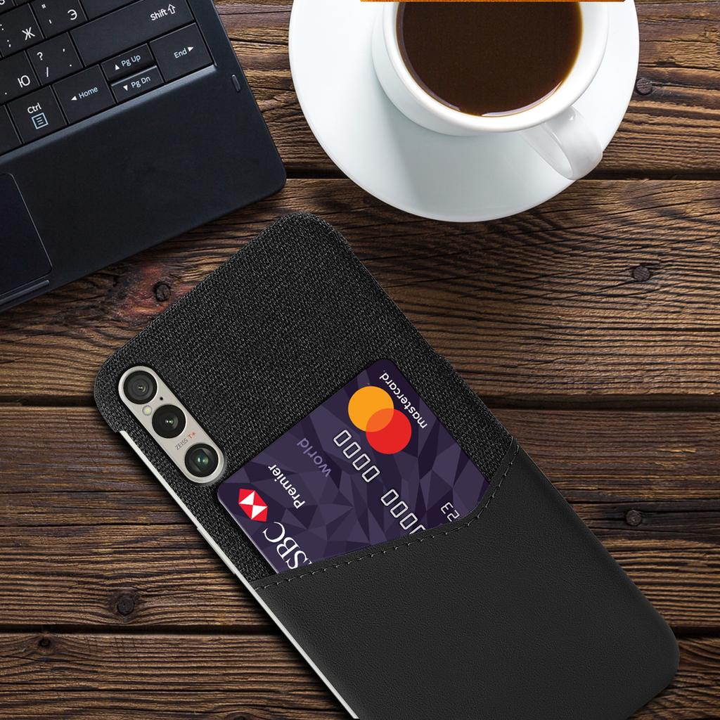 For Sony Xperia 1 VI Case Card Slot PC Phone Cover Cloth Texture
