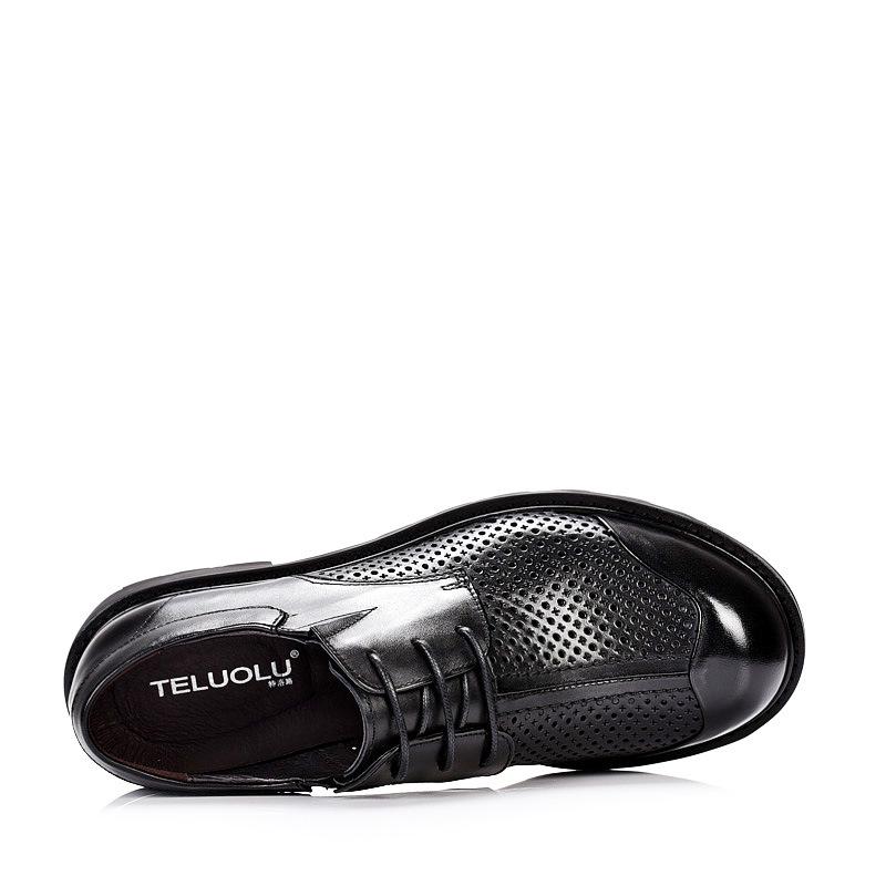 Big Head Shoes Men's Trendy Business Leather Sandals - Breathable, Hollow, Thick Sole, Versatile, Perforated Round Toe