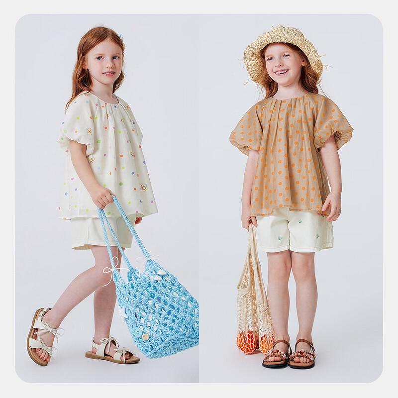 Minibala Girls' Polka Dot Puff Sleeve Top