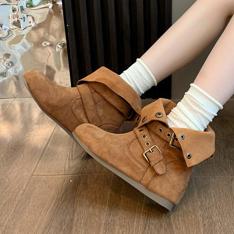 Flats Women Ankle Shoes Suede Casual Designer Shoes Winter 2025 Dress Walking Chelsea Boots Brand Zapatillas De Mujer