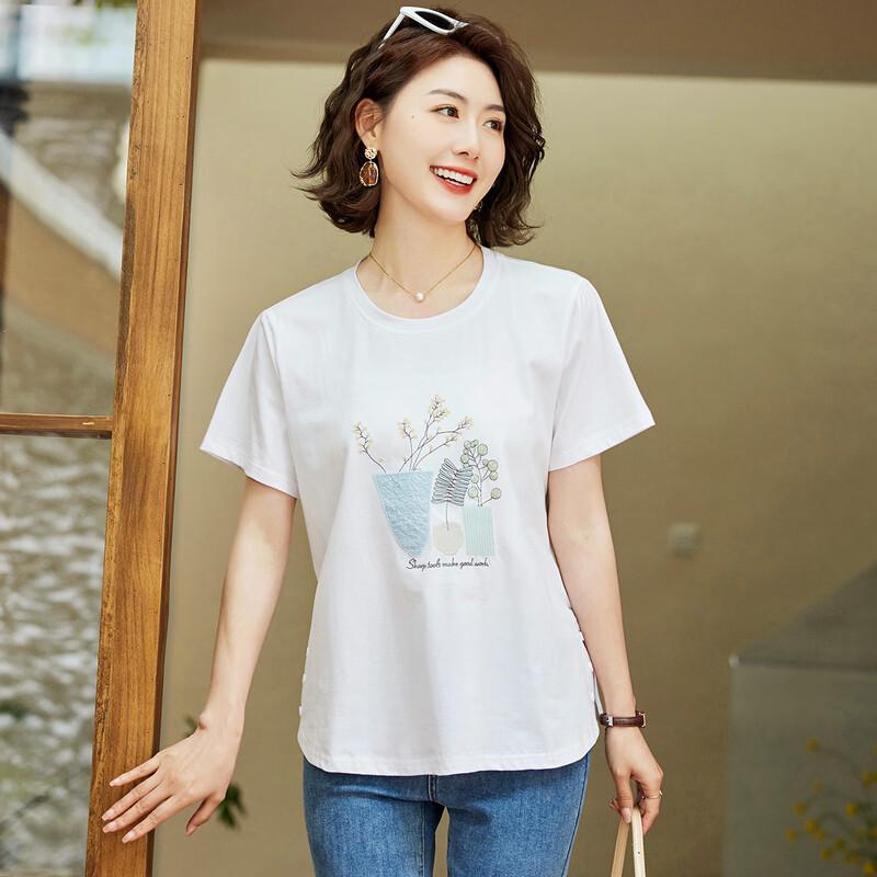 

Pastel Women s Embroidered Chinese Style Summer T-Shirt 2XL