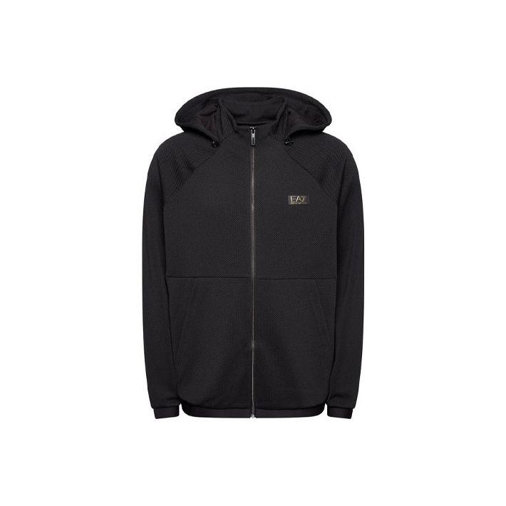 Emporio Armani EA7 Логотип Однотонная толстовка на молнии Мужские толстовки Черный 6HPMA9-PJG1Z-1200 S