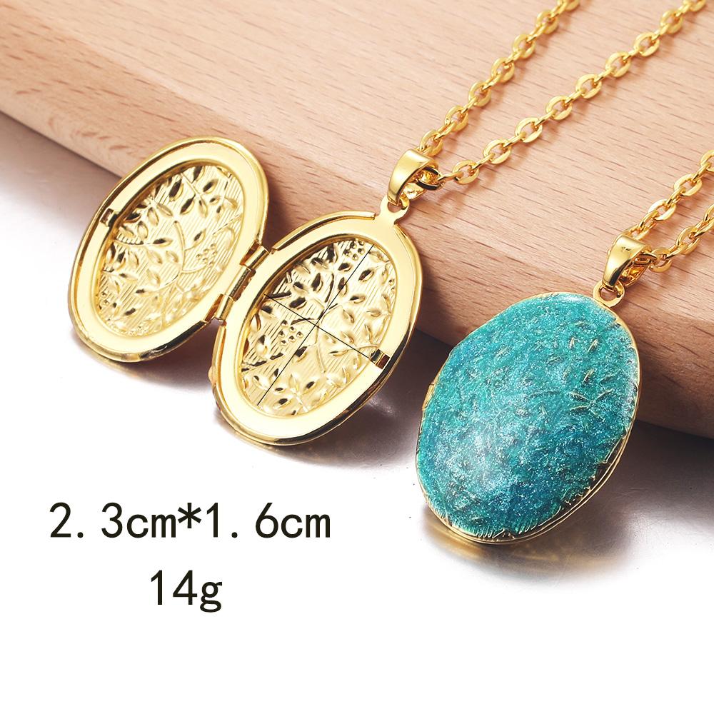 Golden Locket Pendant Mood Necklace Emotion Women Men Lovers Photo Frame Box Choker Necklaces Fashion Love Enamel Jewelry