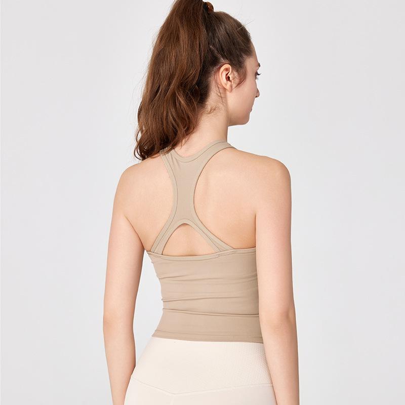 Yoga Vest with Fishbone Mesh, Beautiful Back Design, and Chest Pads - Fitness Top