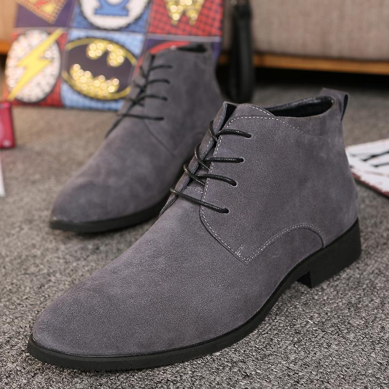 Men Chelsea Boots Men lace up Handmade Business Flock ankle Boots outdoor fashion Sapato Masculino Free Shipping Men Boots