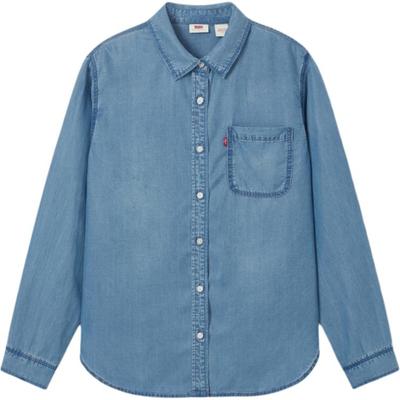 Levis Cool Series Lässiges Vielseitiges Locker Geschnittenes Langarmhemd Damenhemden Blau 002Z2-0001