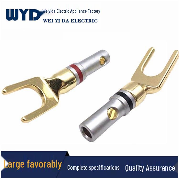 Позолоченный медный 4 мм разъем типа «банан» для акустического провода, красно-черный, Y- и U-образный штекер, без логотипа