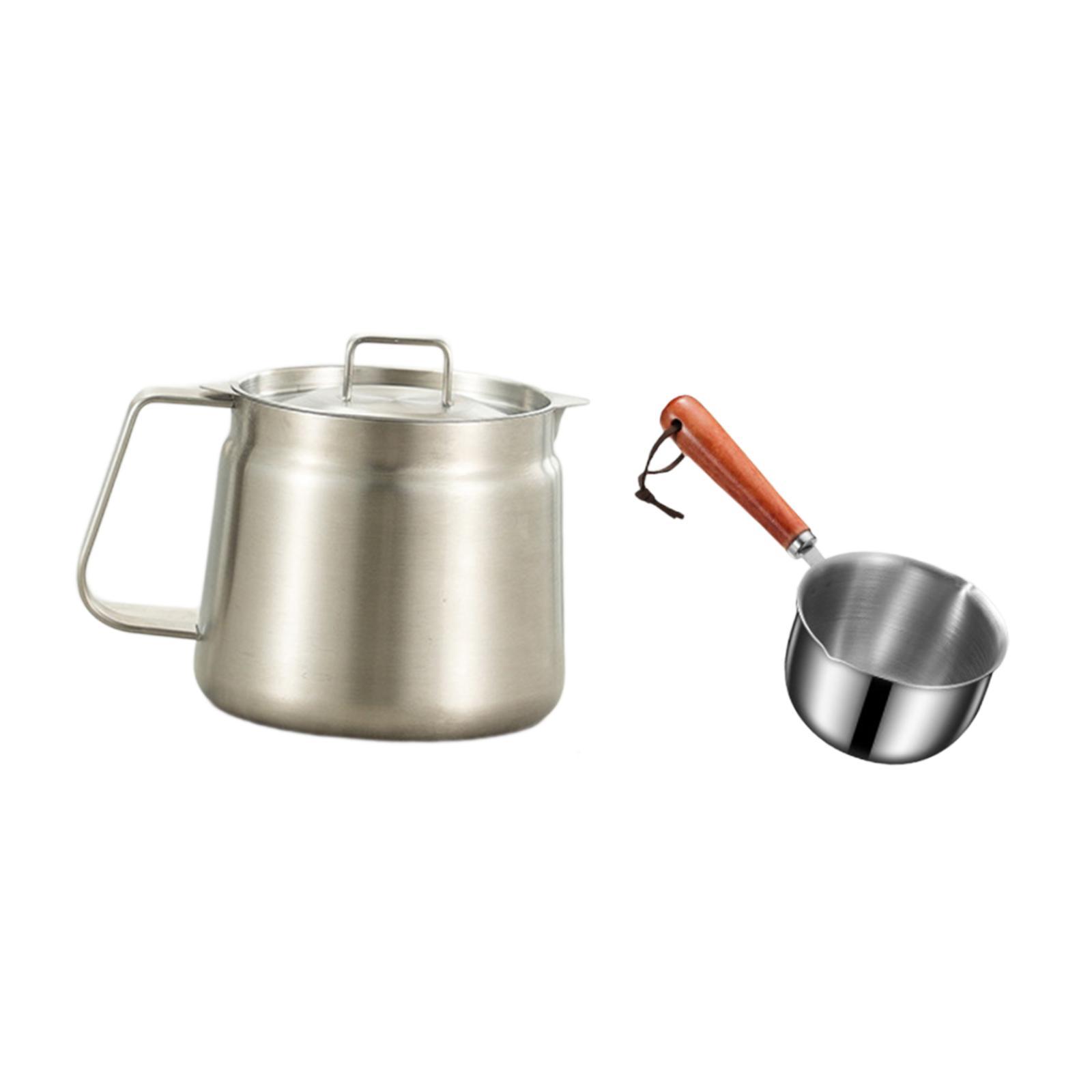 Oil Filter Pot Versatile Vessel Tank with Strainer Large Oil Strainer Pot Storage Grease Container Stainless Steel Oil Container S