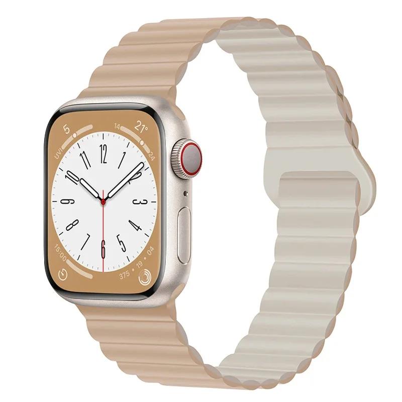 Magnetic Loop For Apple Watch Band 44mm Ultra 49mm 40mm 45-41mm Silicone Bracelet iWatch 10 9 8 7 6 5 SE For Correa Apple Watch