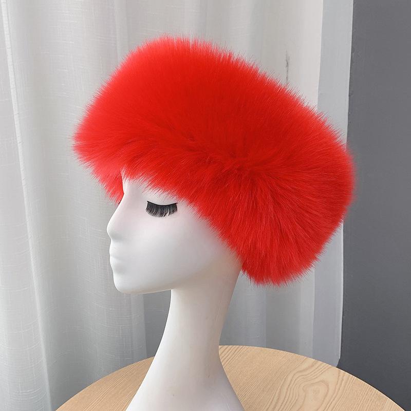 

Нова зимова густа пухнаста пов язка для волосся Пухнасте штучне хутро Жіноча хутряна пов язка на голову Шапка Зимова вулична грілка Лижні шапки Снігова шапка One Size