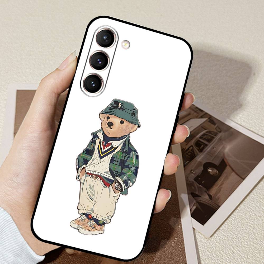 D-CartoonS Bear R-PoloS Phone Case Black Ultra-thin Shockproof Case For Samsung S24/S25/S22/S30/Note20/Lite/Ultra/5G/Plus/FE
