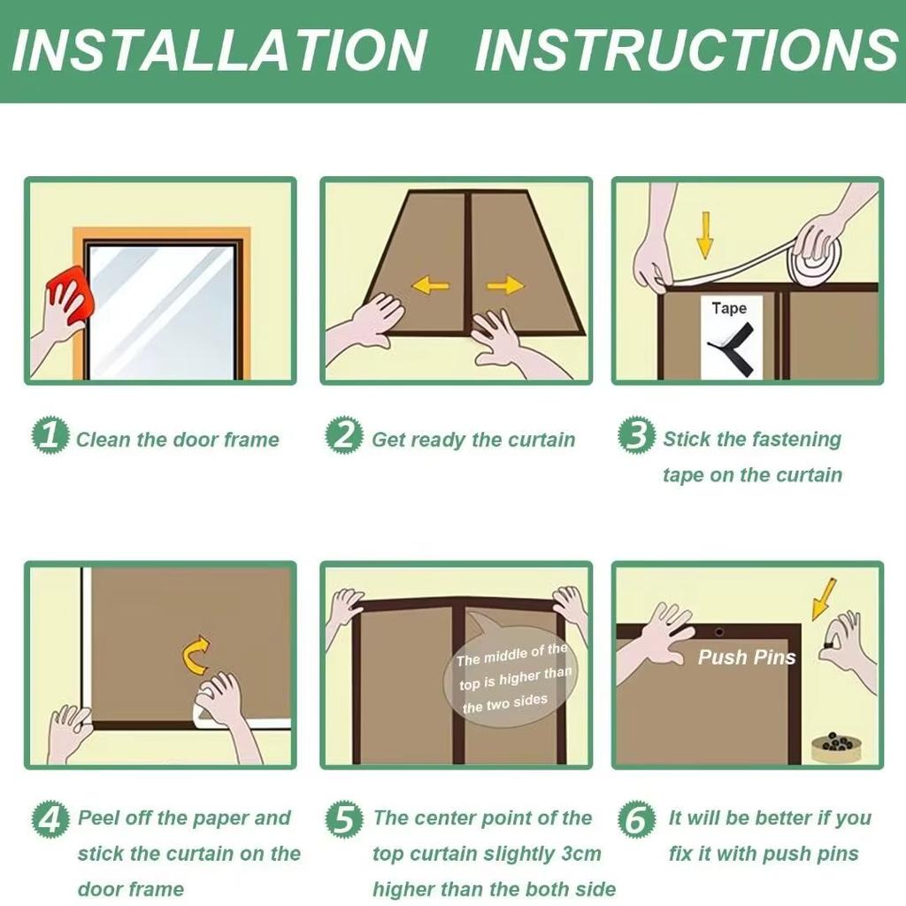 1 Pack Magnetic Screen Door Curtain Anti-Mosquito Net Fly Insect Screen Mesh Automatic Closing 5 Size Easy Installation for Home
