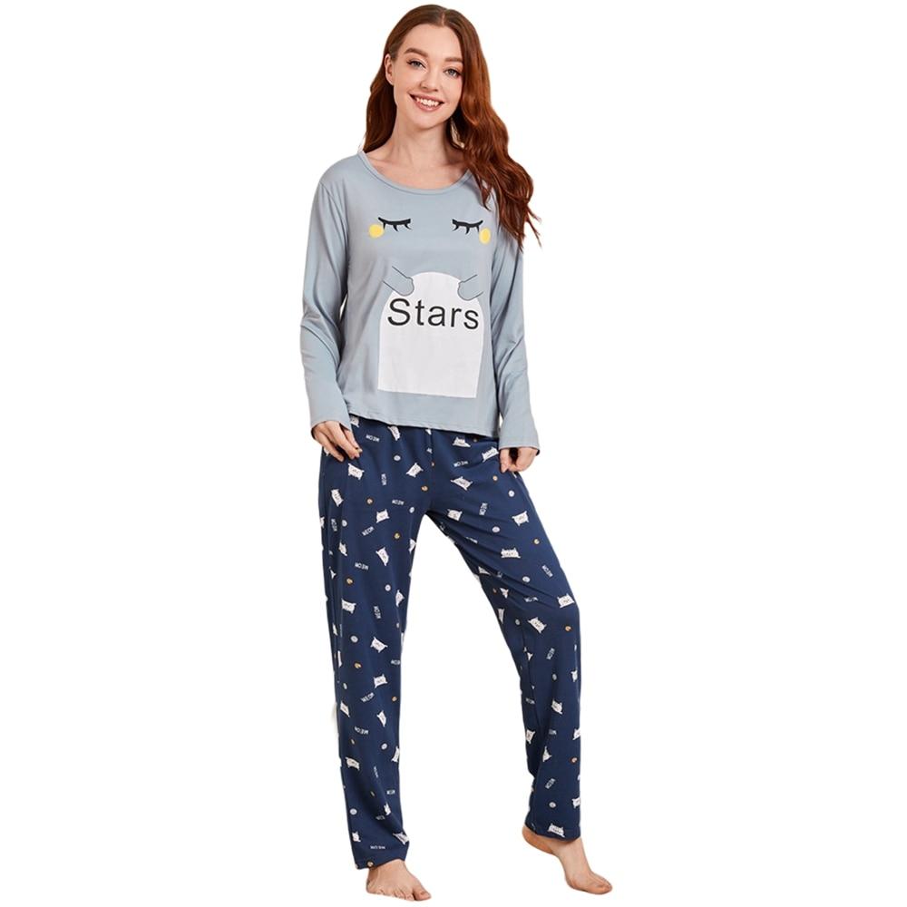 Camiseta de dormir para mujer, Conjunto de Pijama de algodón puro de manga  larga, coreano, Nuisette, para estudiantes, primavera y otoño / Pijamas de  mujer
