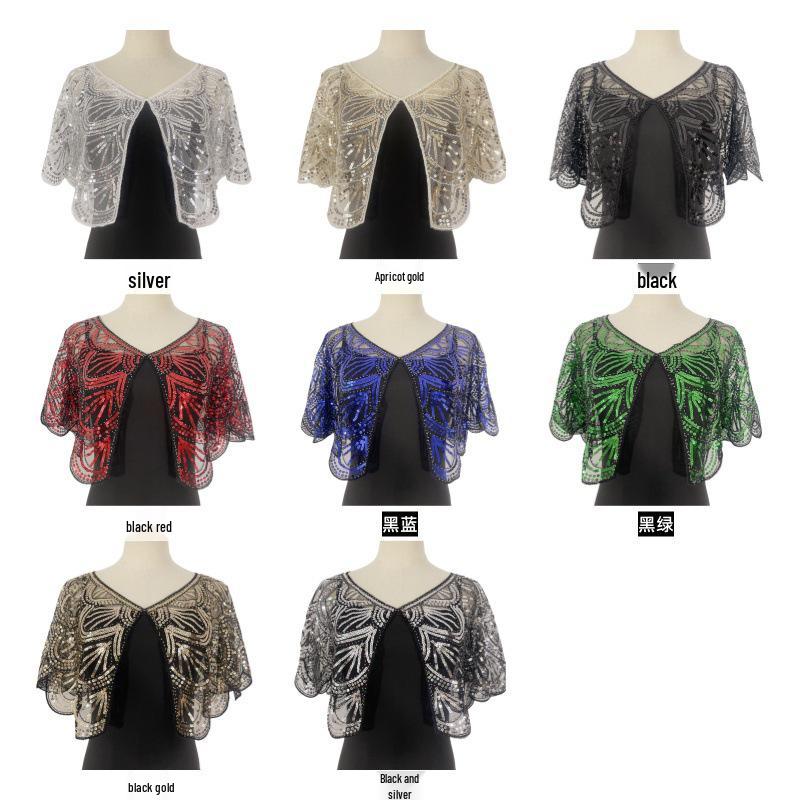 Women's Sequin Beaded Lace Short Summer Shawl Cardigan