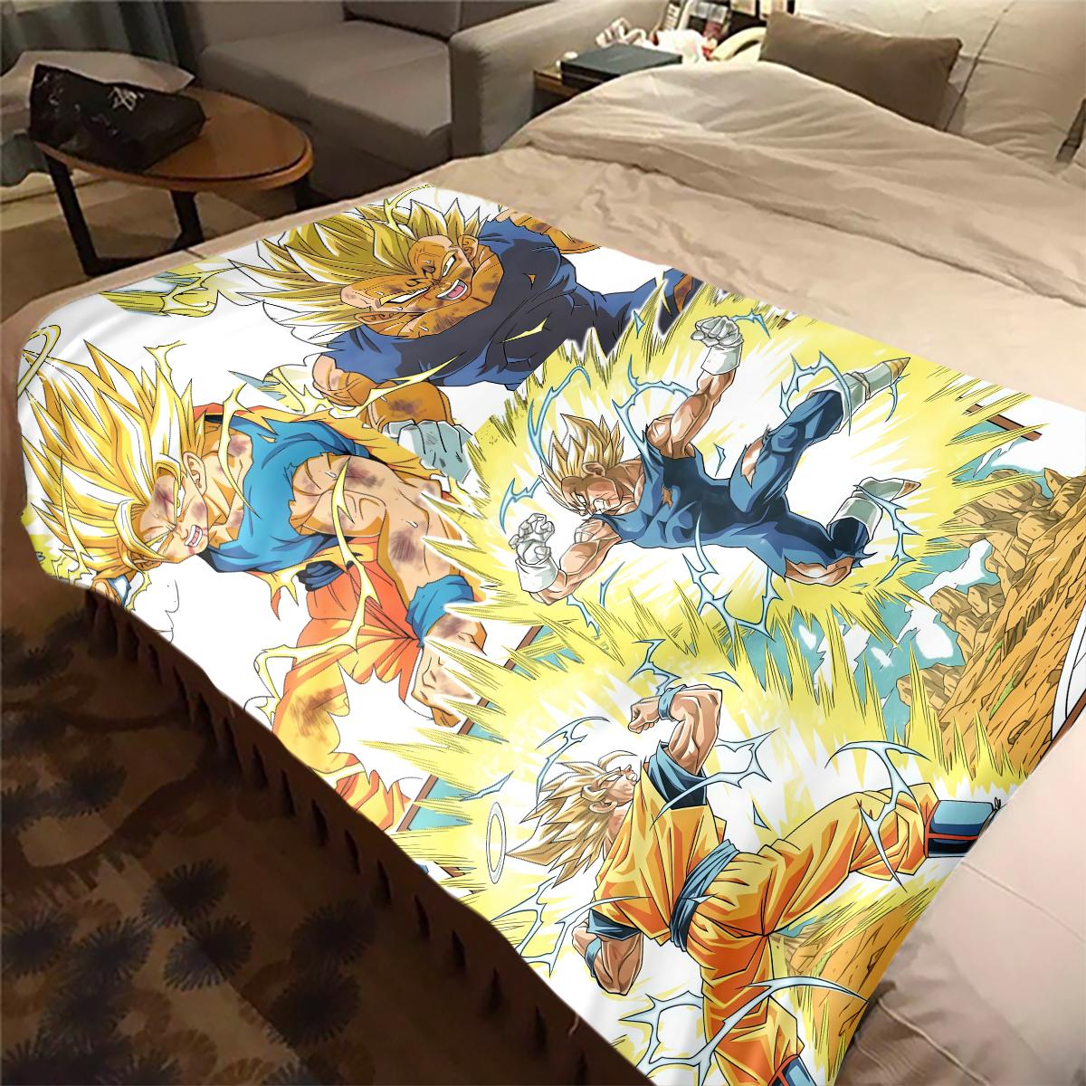 

1PC Son Goku Print Flannel Blanket, High quality All Seasons, Home Decor, Warmth and Comfort, Perfect for Christmas Gifts 80cm x 120cm