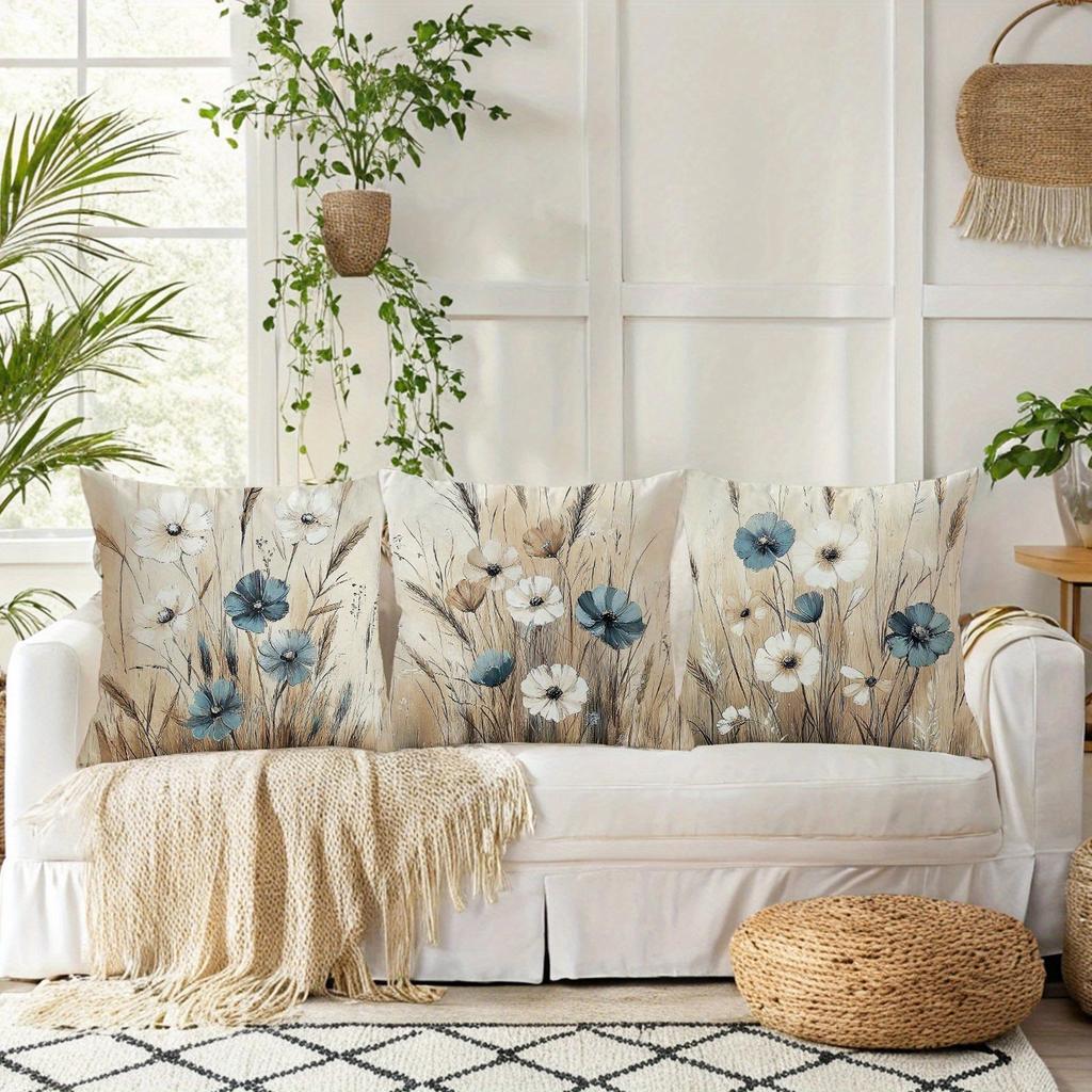 Elegant Watercolor Floral Pillow Covers Soft Color Cushion Covers Zippered Sofa Living Room Bedroom Outdoor Home Botanical Art
