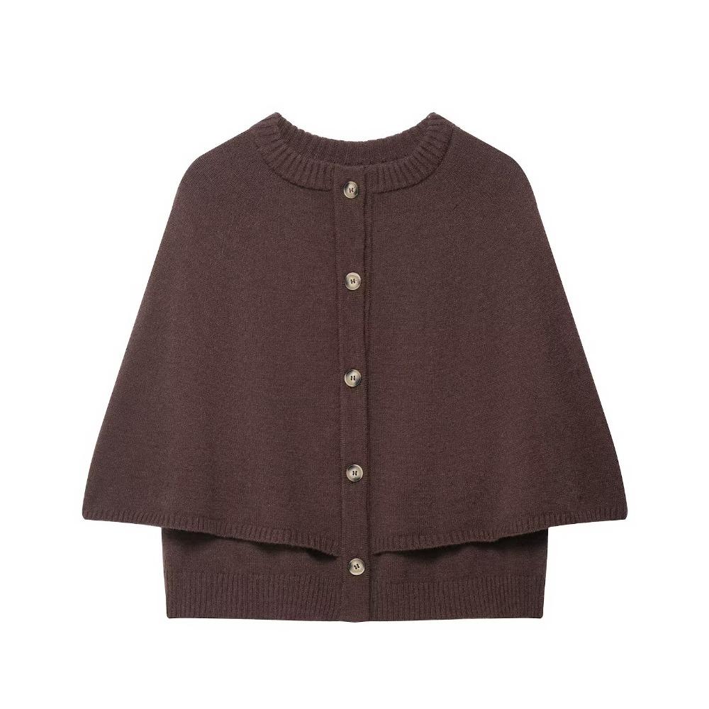 

Накидка Укороченный Кардиган Вязаный Короткий Свитер Кардиган Модный Пуговичный Трикотаж Плащ Женский Свитер L