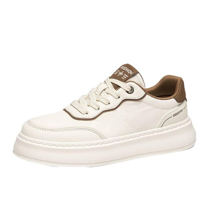 European Station Light Luxury Low-top Thick-soled Leather White Shoes Men's Outdoor Street Shooting Fashion Versatile Trend Casual Board Shoes