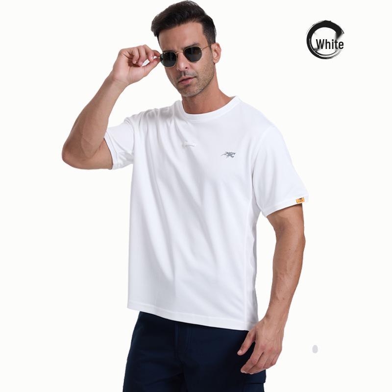 Waterproof, Oil-Proof, Stain-Resistant White Cotton Short Sleeve T-Shirt for Couples. M