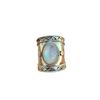Bohemian Retro Antique Silver Moonstone Wide Ring