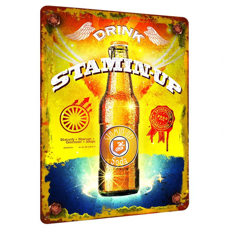 

Vintage StaminUp Energy Drink Metal Tin Sign Bar Cafe Decorative Wall Art Retro Poster for 20x30cm（7.8x11.8inch）