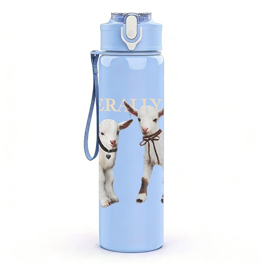 1PC Two Dogs Animal 750ml sports water bottle leakproof straw lid outdoor office home