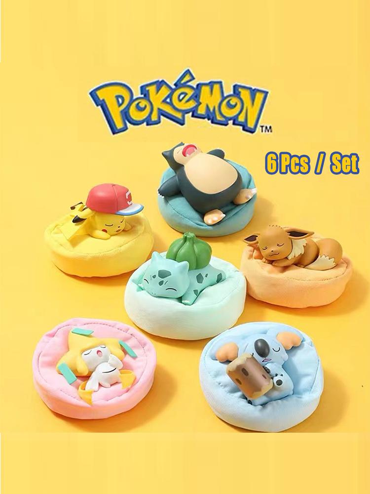 

Durable 6 Pcs/Set Pokemon Pikachu Bulbasaur Anime Figures toys Sleep Starry Dream Series Action Figure Cartoon Birthday gift