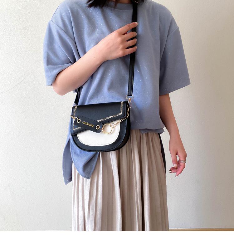 SCIONE Net Celebrity Ins Hit Color Texture Bag Women 2020 All-match Single Shoulder Crossbody Saddle Bag