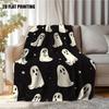 1Pc Ultra-Soft Flannel Halloween Ghosts Printed Throw Blanket – Cozy, Light Beige-Friendly, And Multi-Purpose For Office, Couch,