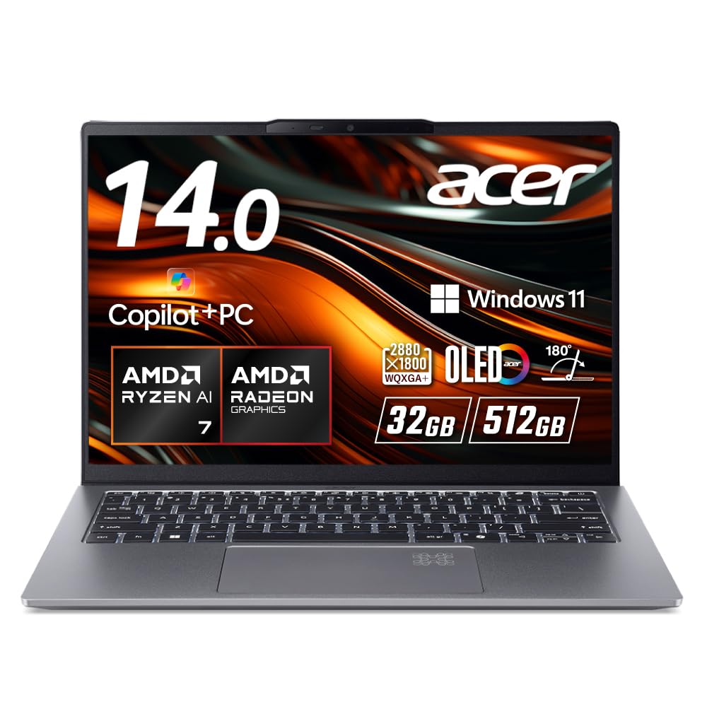 

Ноутбук Acer Swift Go 14 AI Ryzen AI 7 OLED 32 ГБ пам яті 512 ГБ SSD Тонкий і легкий Алюмінієвий корпус Веб-камера Аутентифікація за відбитком пальця 7 Eyesafe