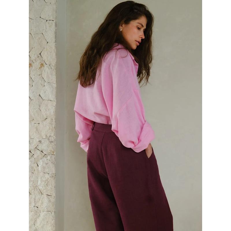 Spring Summer Loose Casual Women Shirts Female Fashion Office Long Sleeved Blouse Solid Color Lapel Buttons Simple Tops Ladies Clothing