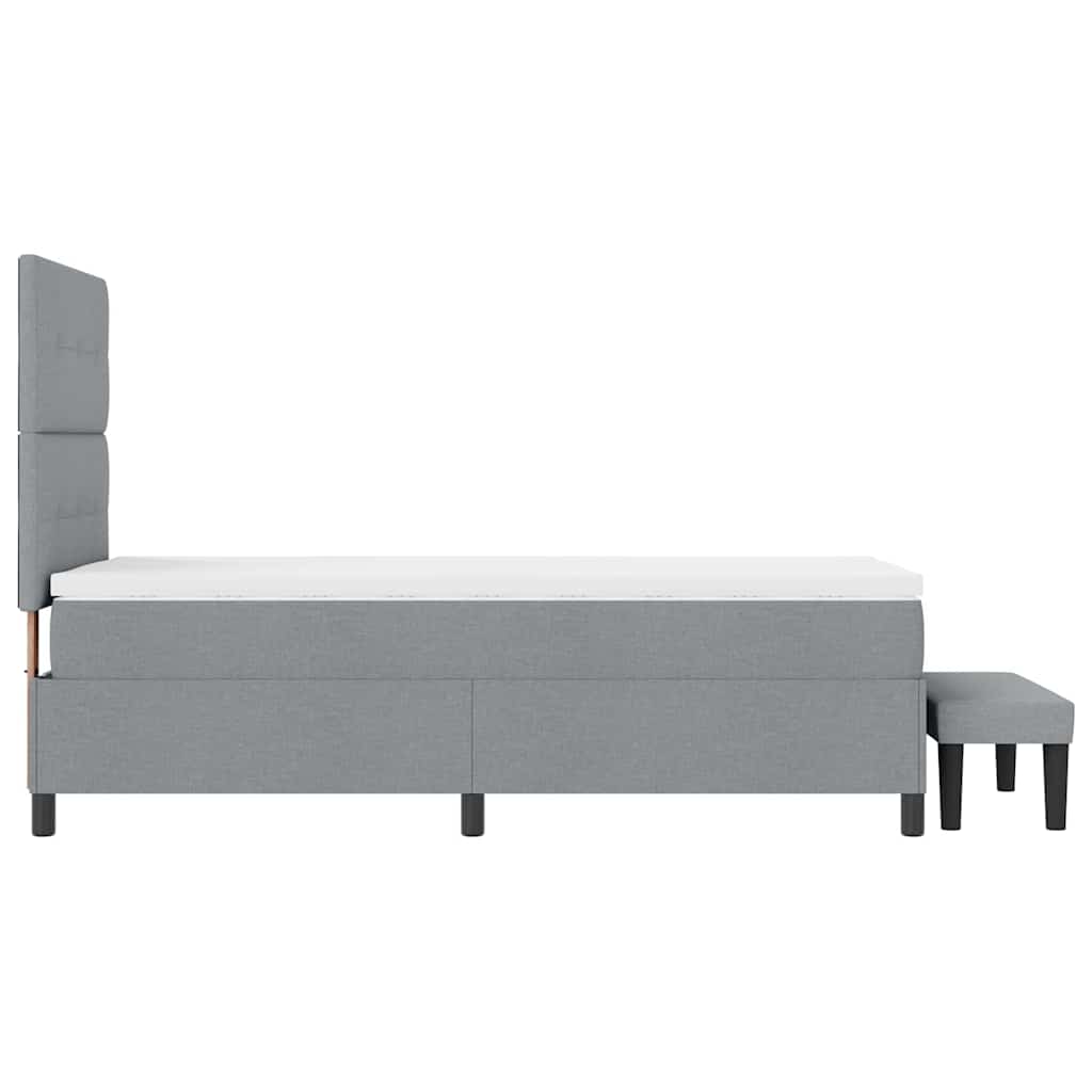 Boxspring Bed with Headboard Light Gray 100 x 200 cm Fabric
