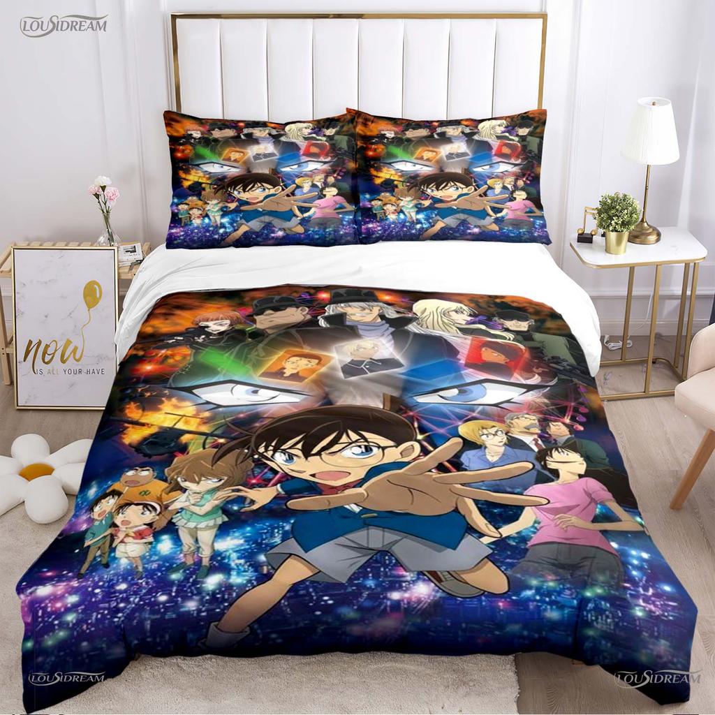 Detect Conan carton anime All Season Duvet Cover Comforter Bedding Set Soft Quilt Cover and Pillowcases Single/Double/Queen/King